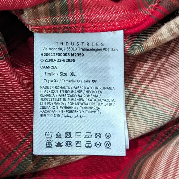 Mens MONCLER Plaid Check LS Button Up Shirt Red/Multi XL justto big do me